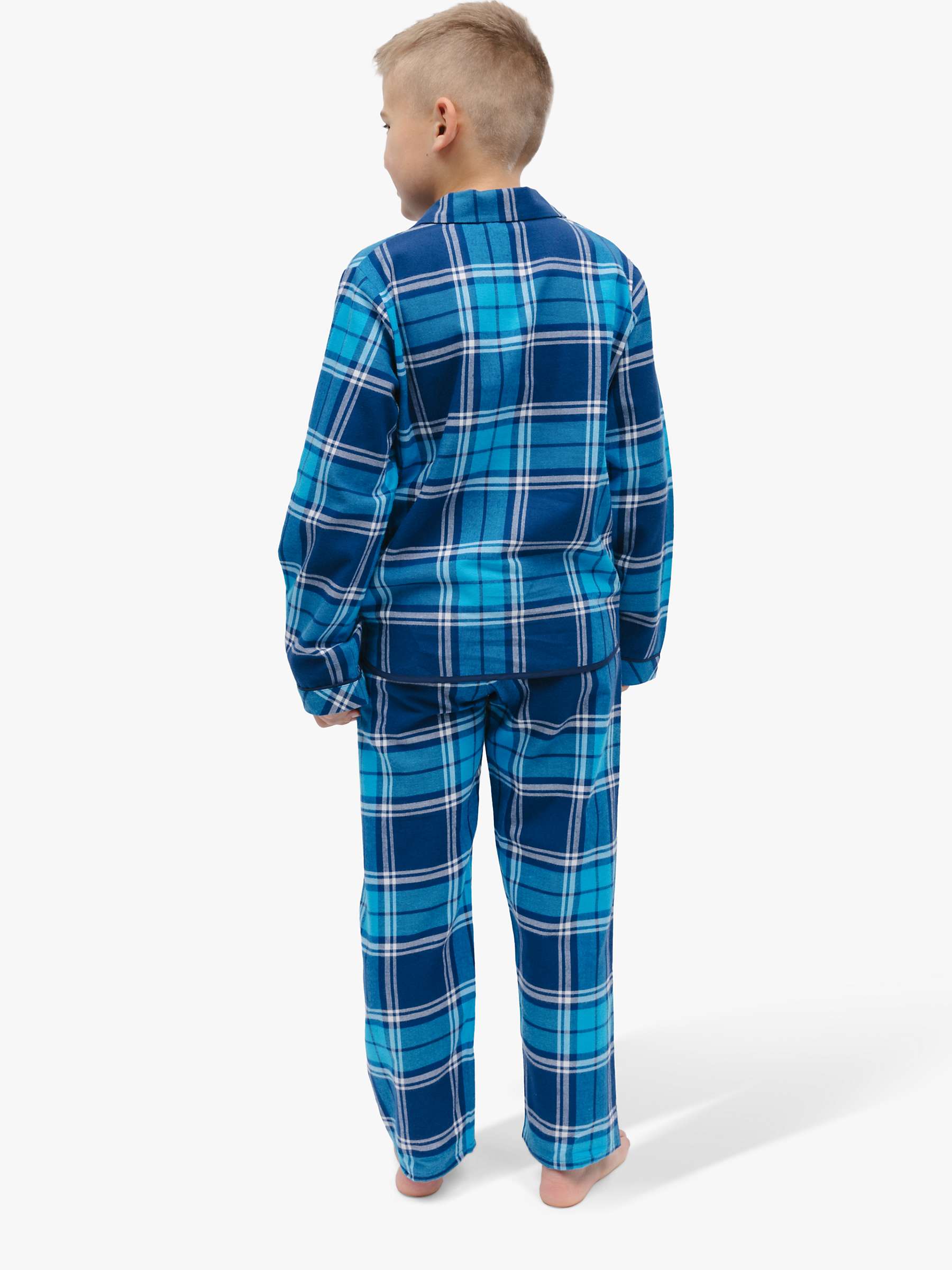 Buy Minijammies Kids' Felix Check Unisex Pyjamas, Dark Blue Online at johnlewis.com