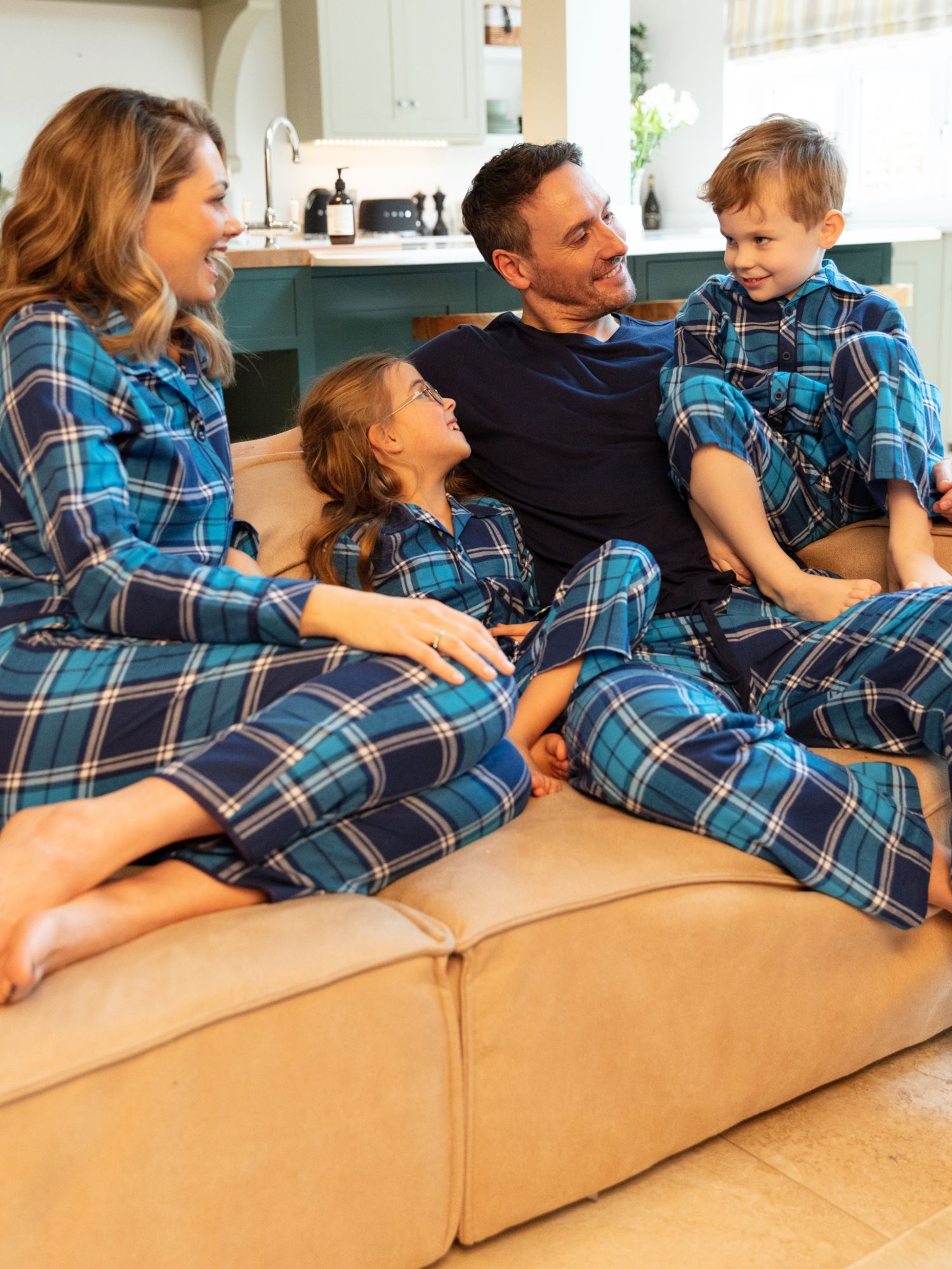 Minijammies Kids' Felix Check Unisex Pyjamas, Dark Blue, 10-11 years