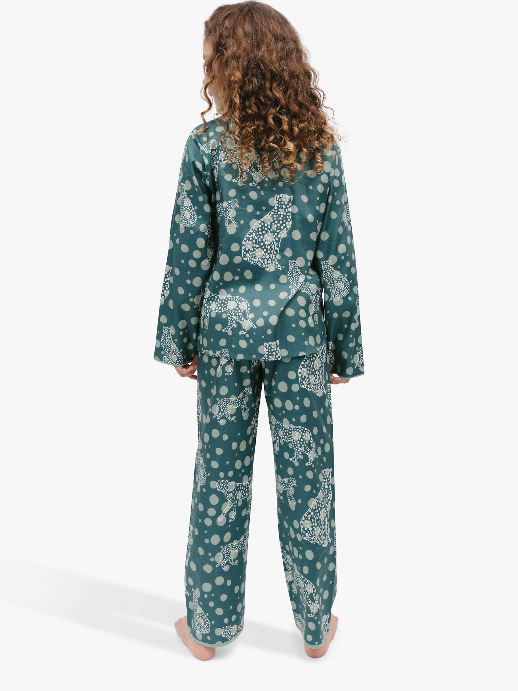 Buy Minijammies Kids' Hannah Leopard Print Pyjamas, Green Online at johnlewis.com