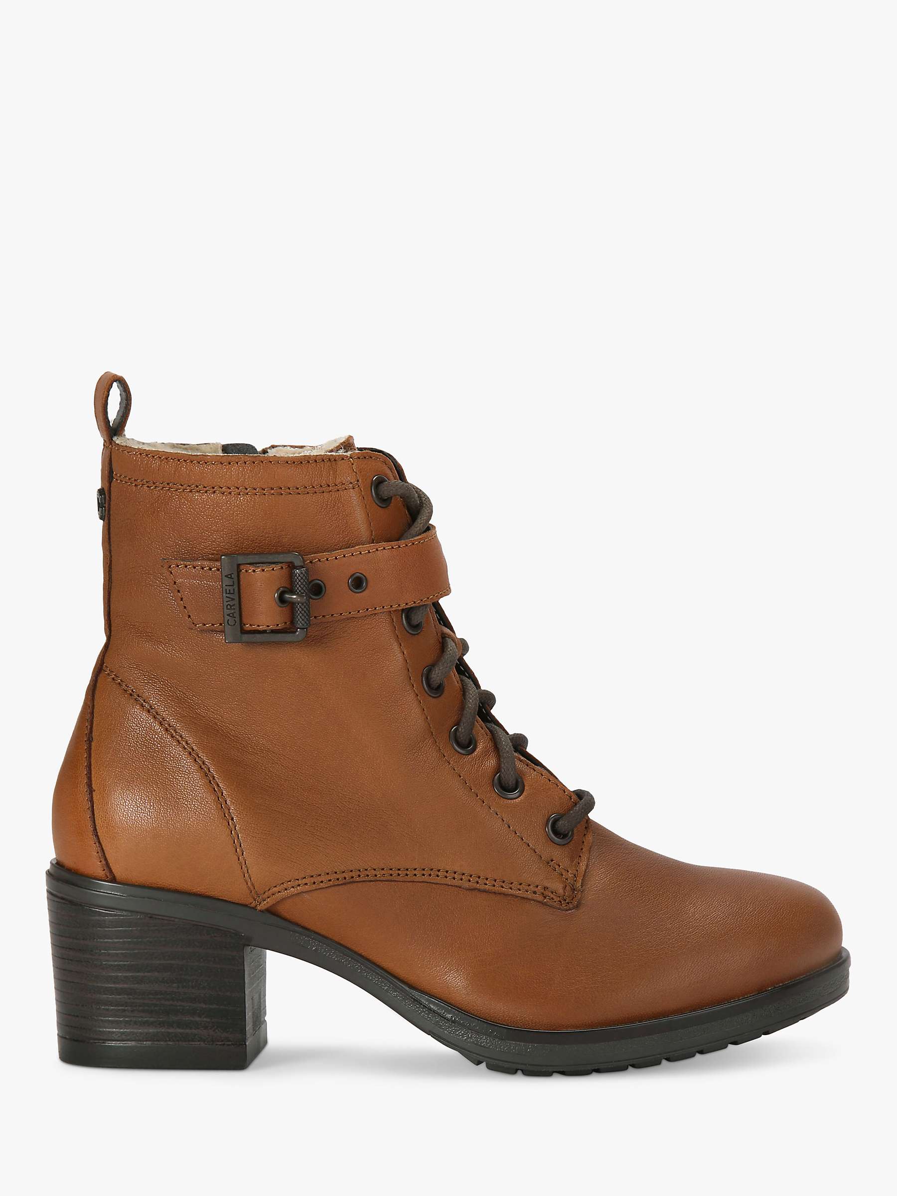 Buy Carvela Snug Leather Heeled Ankle Boots, Tan Online at johnlewis.com
