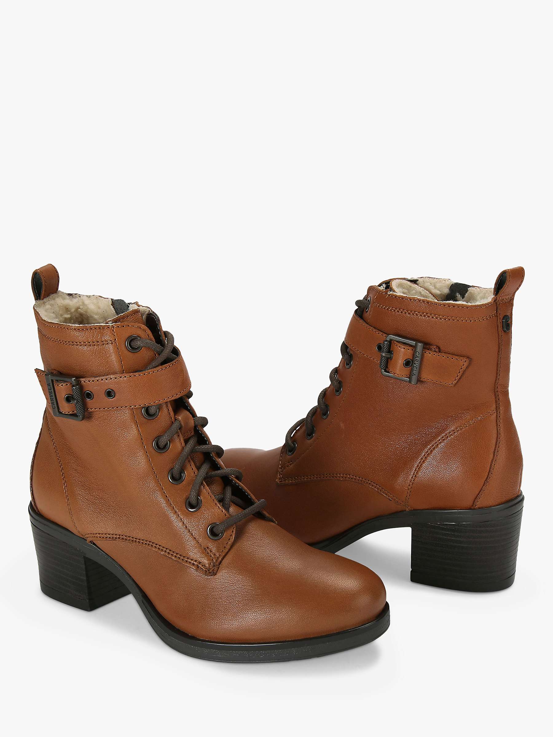 Buy Carvela Snug Leather Heeled Ankle Boots, Tan Online at johnlewis.com