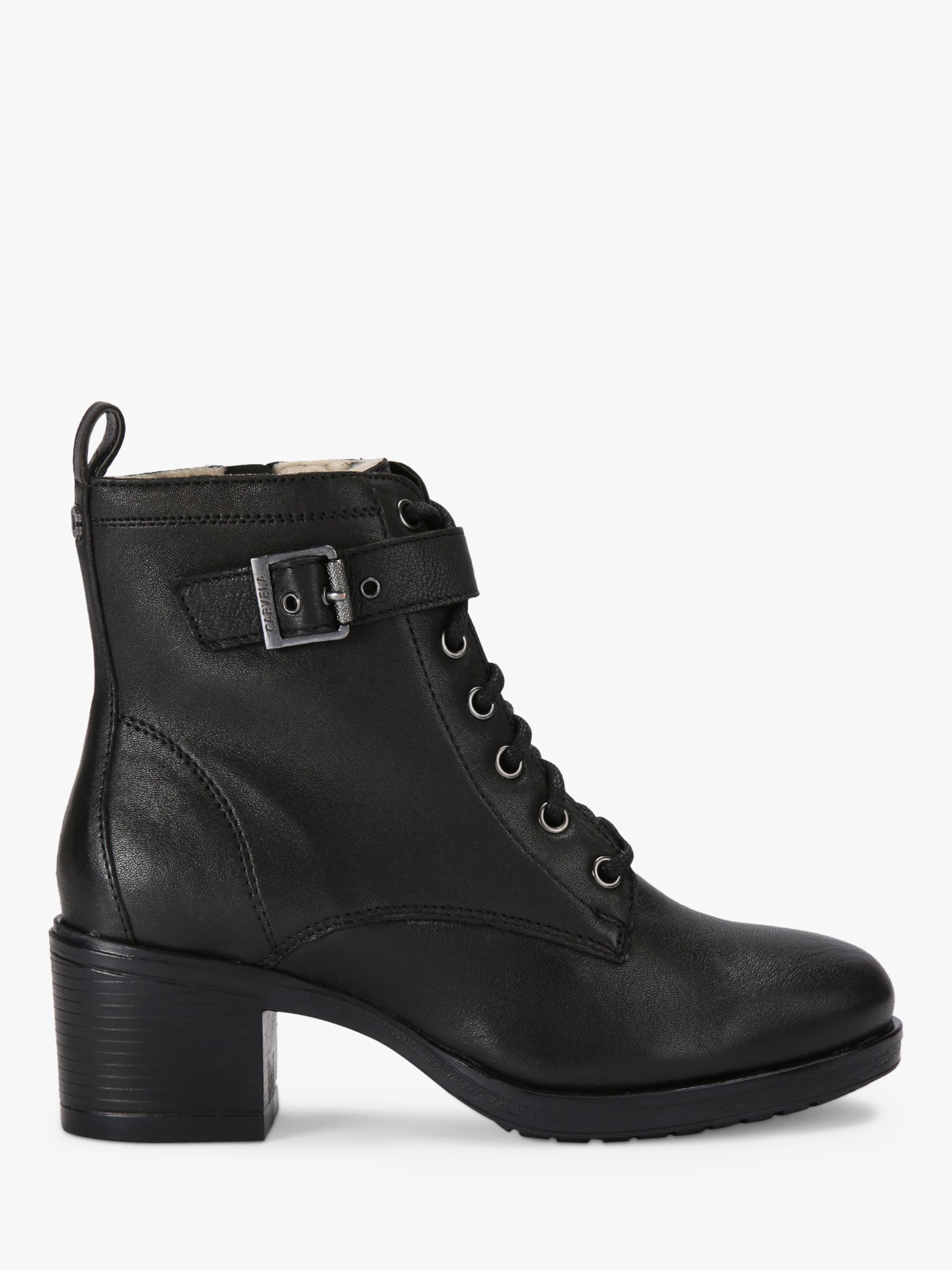 Carvela Snug Leather Lace Up Ankle Boots, Black at John Lewis & Partners
