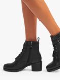 Carvela Snug Leather Lace Up Ankle Boots, Black