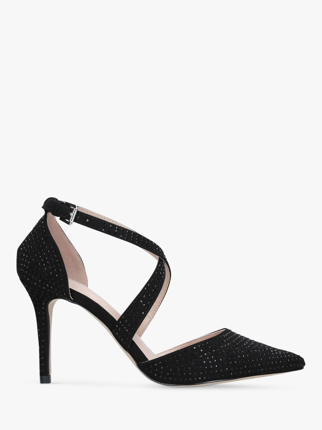 Carvela Kross Jewel Suede Court Shoes, Black at John Lewis & Partners