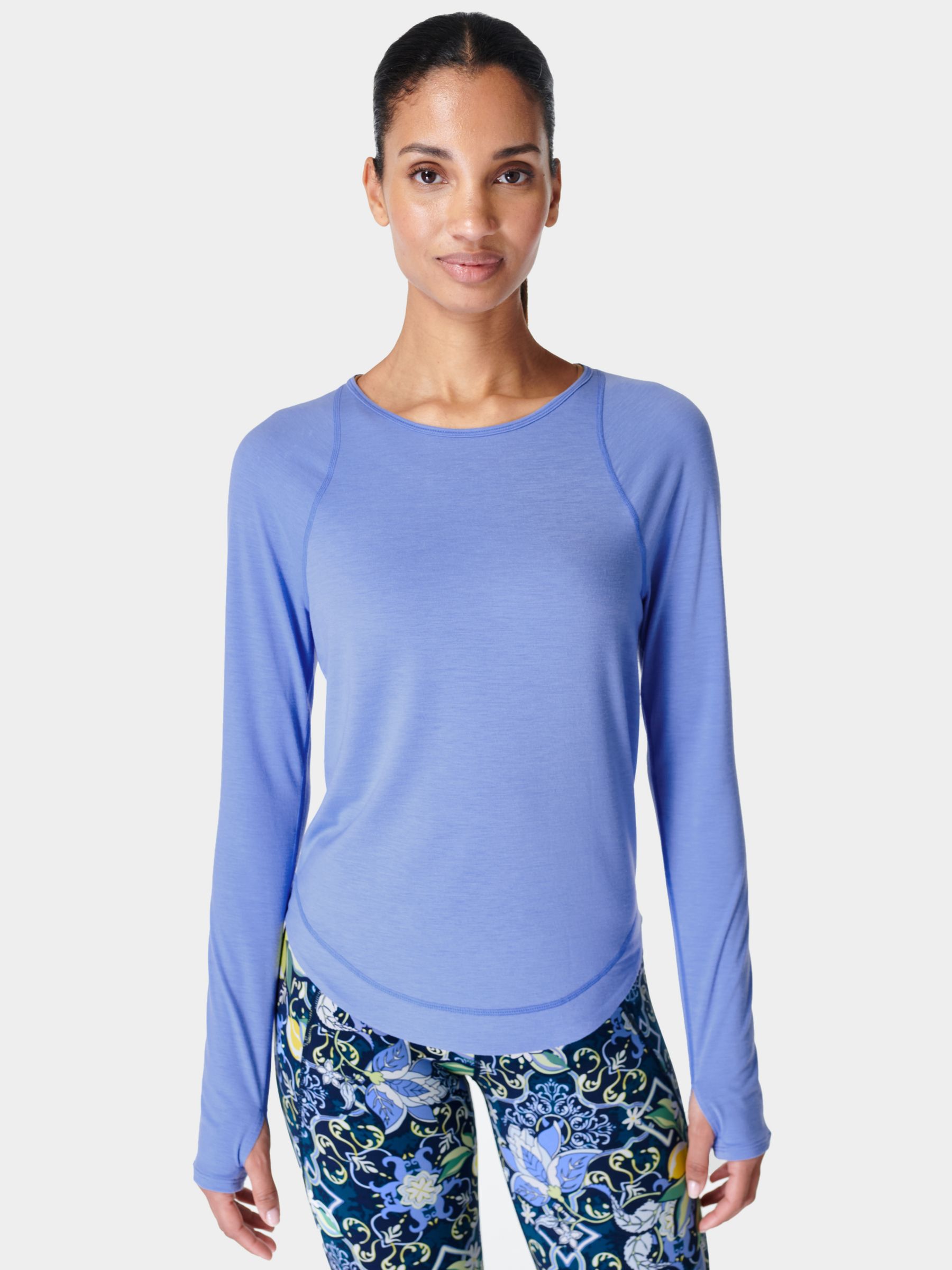 Sweaty Betty Breathe Easy Long Sleeve Top, Cornflower Blue at John ...