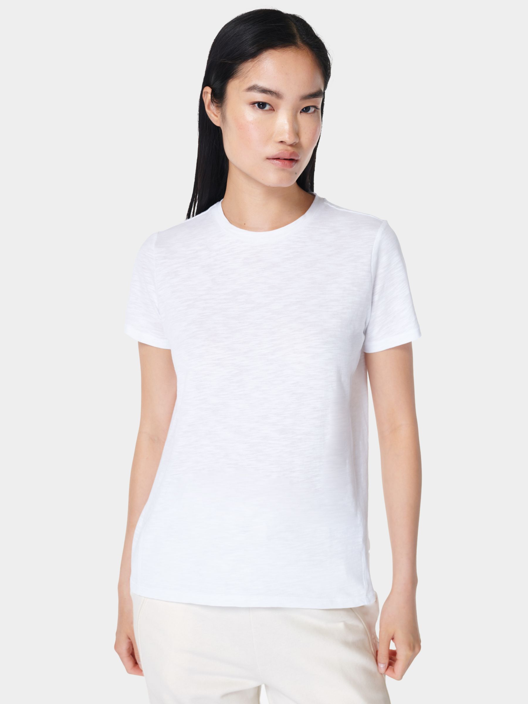 Sweaty Betty Refresh Crew Neck Organic Cotton T-Shirt, White, XXS