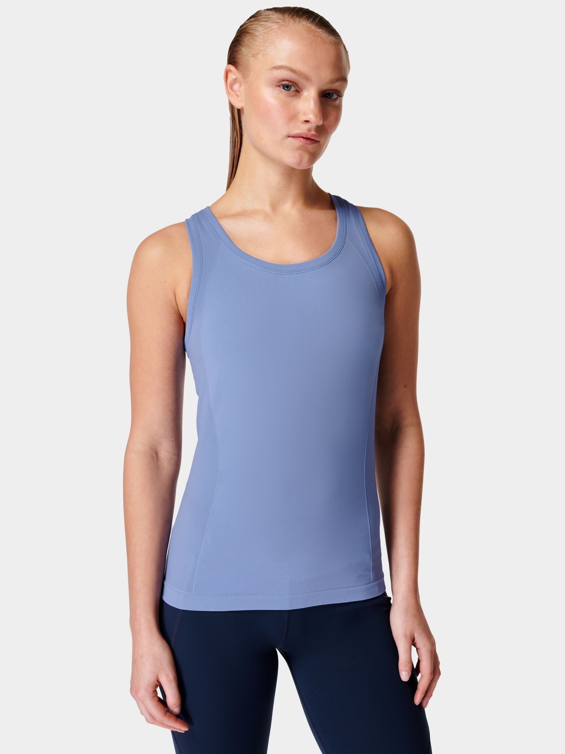 Sweaty Betty Athlete Seamless Workout Tank Top, Fluid Blue, XS
