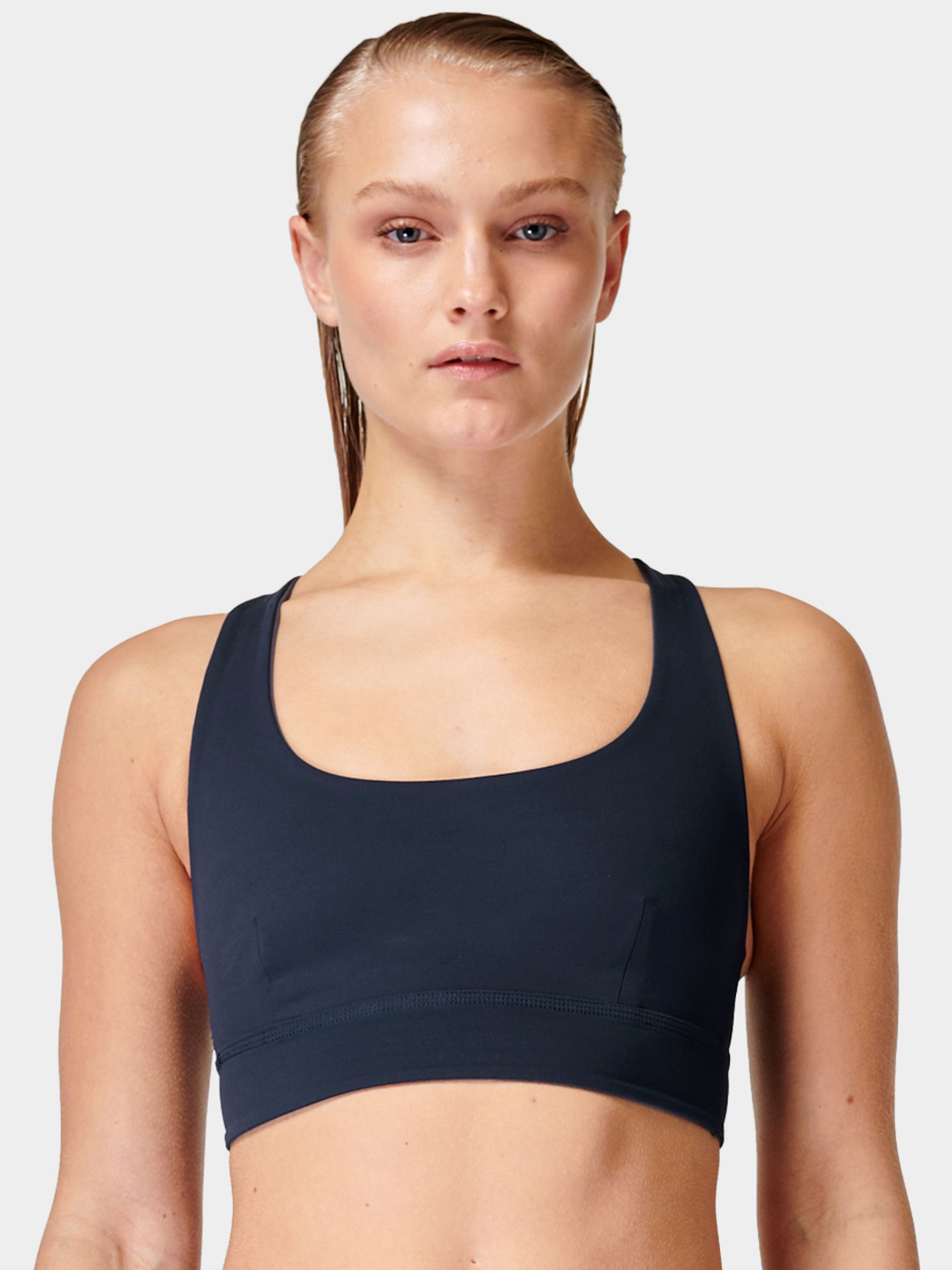 Blue Super Soft reversible low-impact sports bra