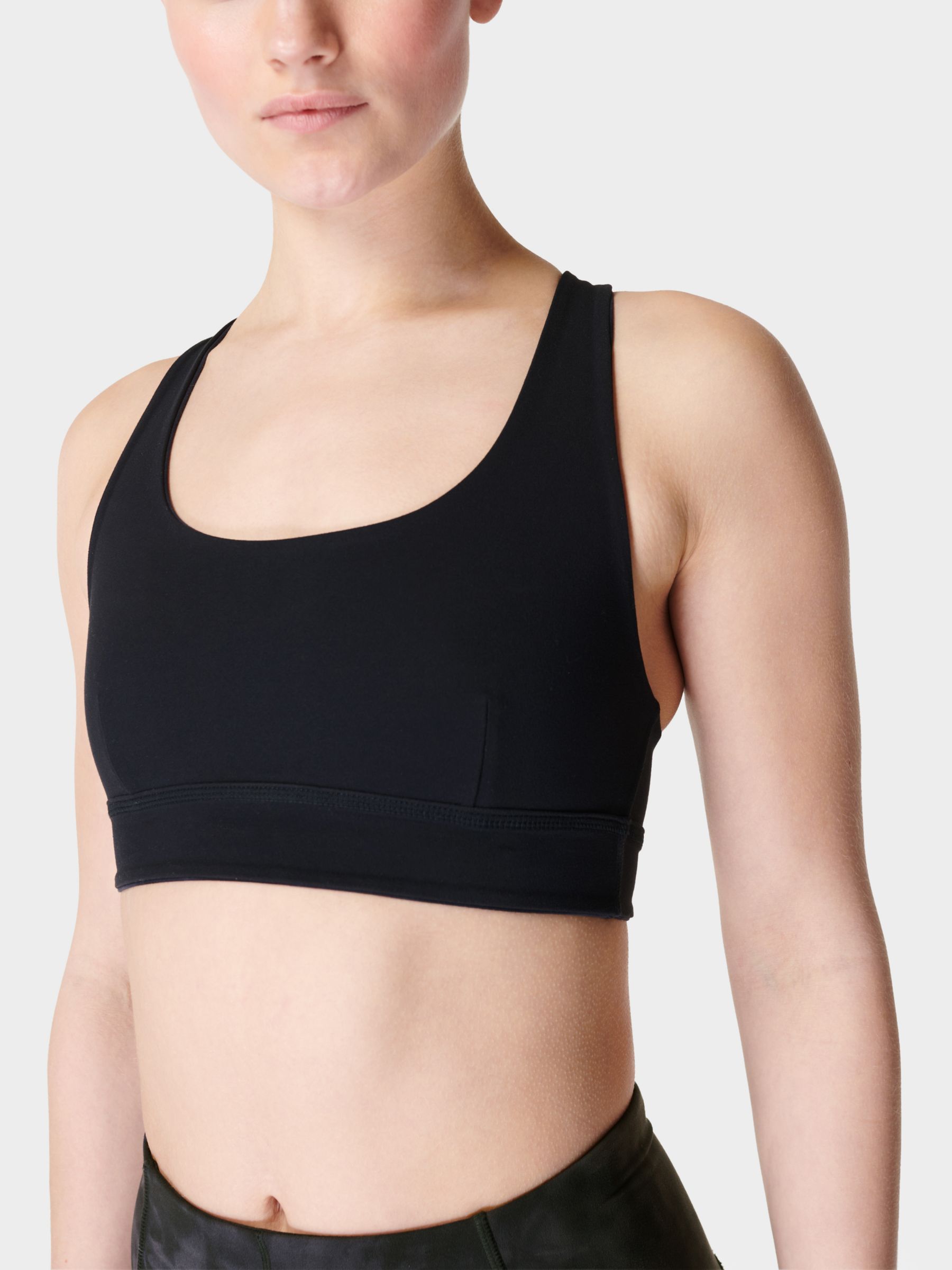 Sweaty Betty Super Soft Reversible Yoga Bra, Black Spray Print at
