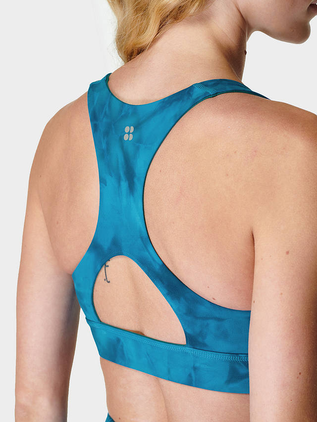 Sweaty Betty Super Soft Reversible Yoga Bra, Blue Spray Print