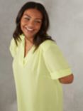 Live Unlimited Curve Chambray V Neck Blouse, Chartreuse