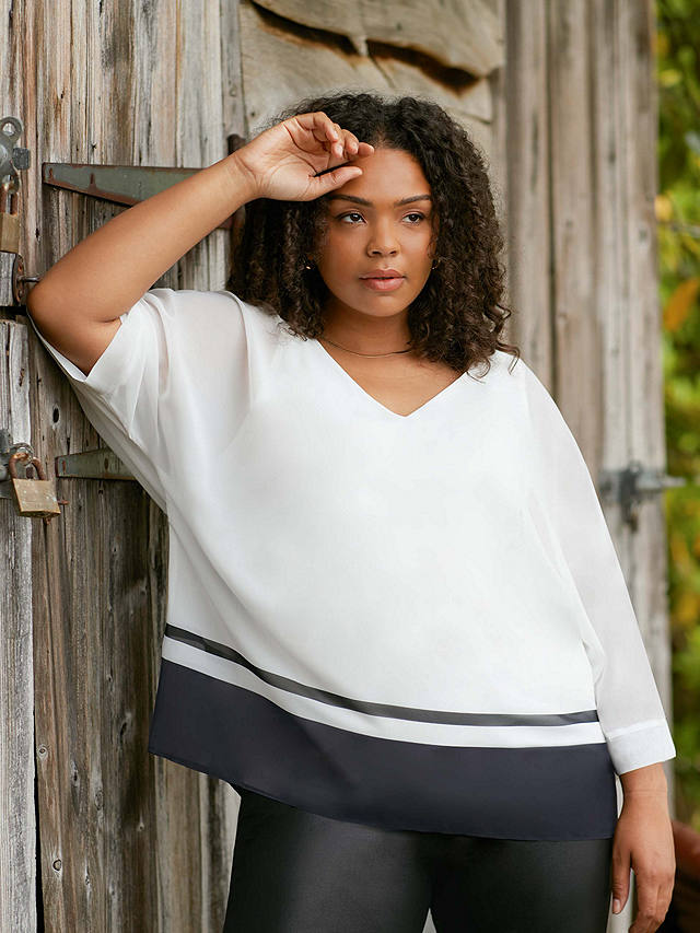Live Unlimited Curve V-Neck Chiffon Overlay Top, White at John Lewis ...