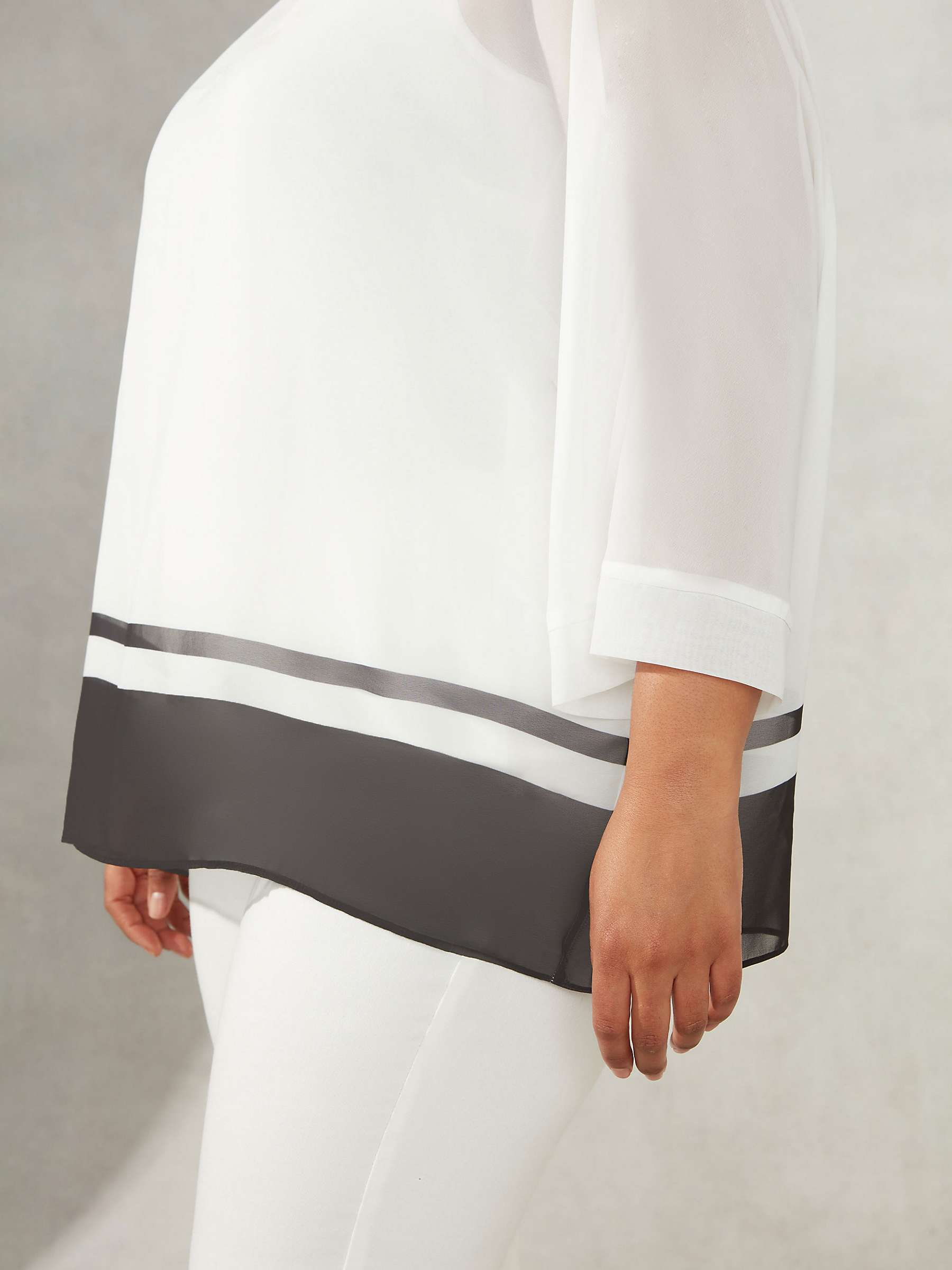 Buy Live Unlimited Curve V-Neck Chiffon Overlay Top, White Online at johnlewis.com
