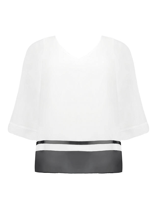 Live Unlimited Curve V-Neck Chiffon Overlay Top, White