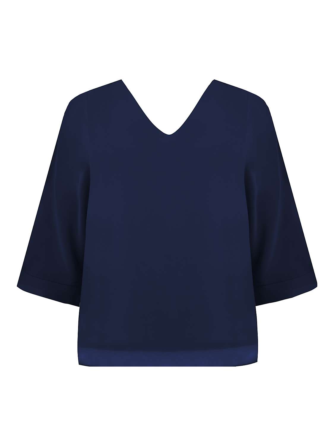 Buy Live Unlimited Curve V-Neck Chiffon Overlay Top, Navy Online at johnlewis.com