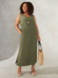 Live Unlimited Curve Drawstring Side Split Maxi Skirt, Green