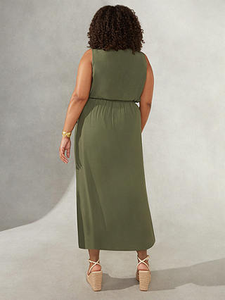 Live Unlimited Curve Drawstring Side Split Maxi Skirt, Green