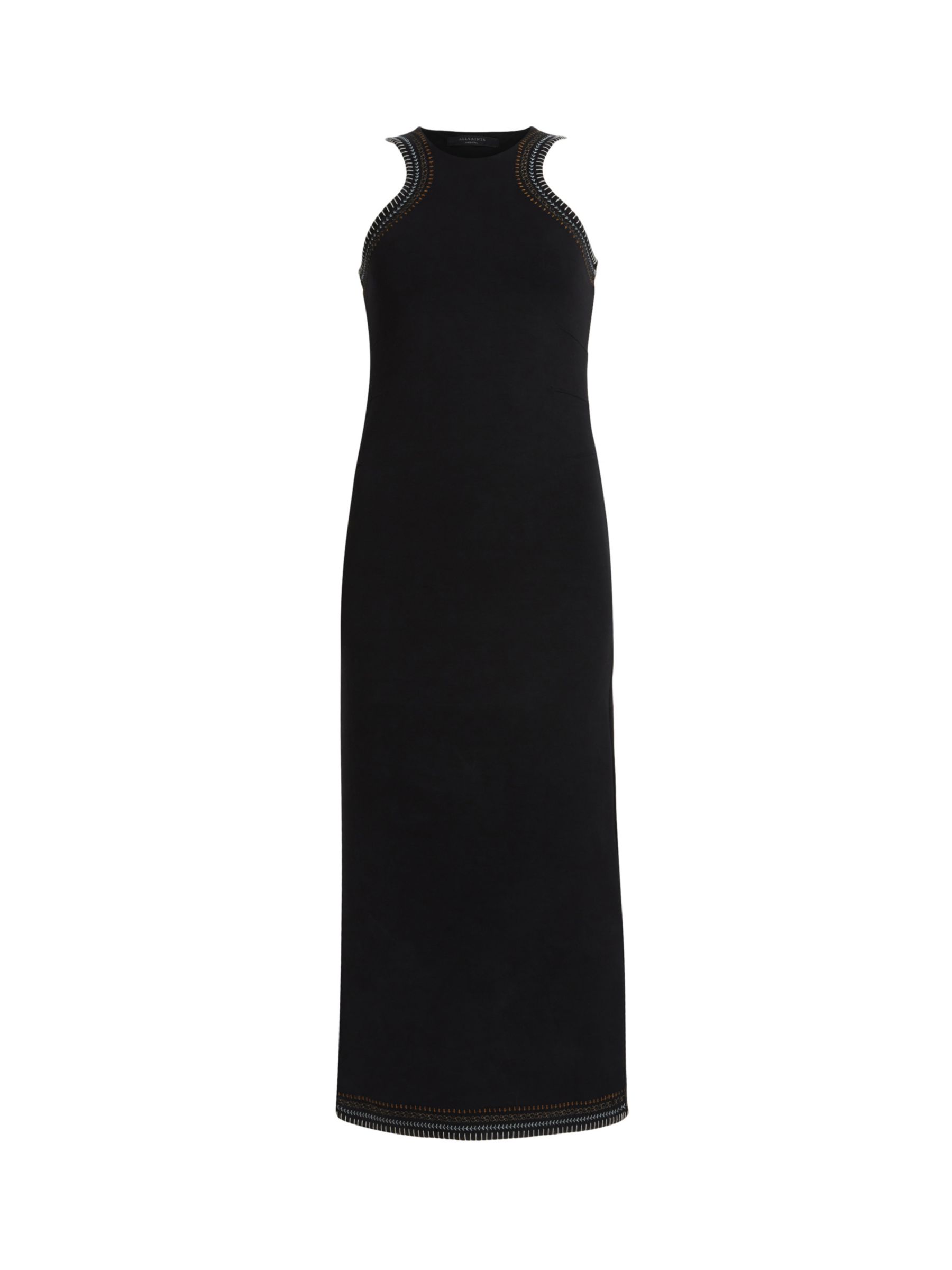 AllSaints Mako Crochet Bodycon Dress, Black, 10