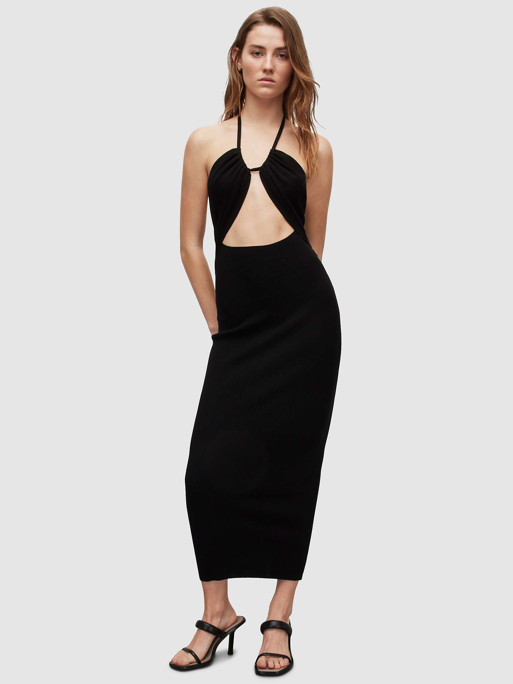 Buy AllSaints Toni Halterneck Bodycon Midi Dress, Black Online at johnlewis.com