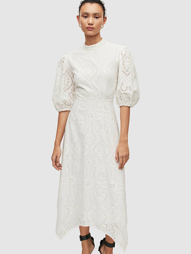 AllSaints Camila Broderie Dress, Off White, White at John Lewis & Partners