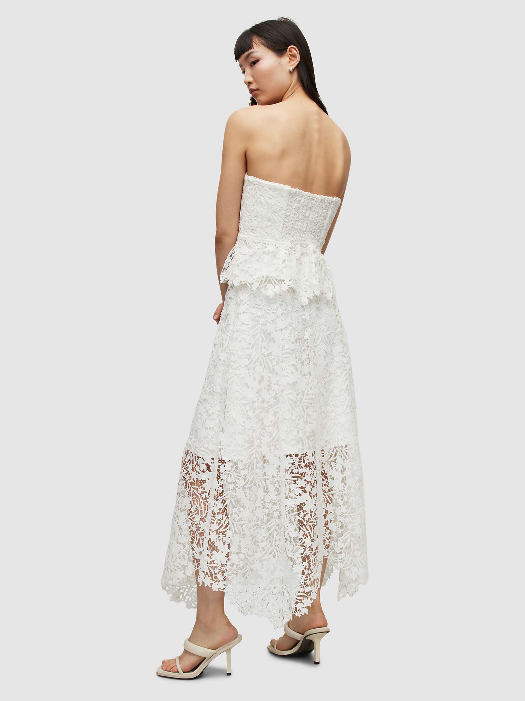 AllSaints Camila Textured Floral Skirt, White at John Lewis & Partners