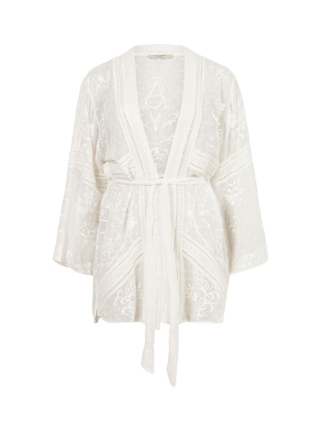 AllSaints Carina Embroidered Kimono, Off White, 4