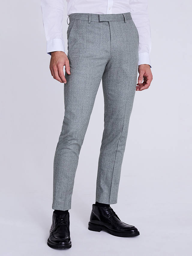 Moss Slim Fit Grey Flannel Trousers, Grey at John Lewis & Partners