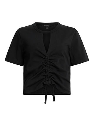 AllSaints Gigi Centre Drawcord T-Shirt, Black