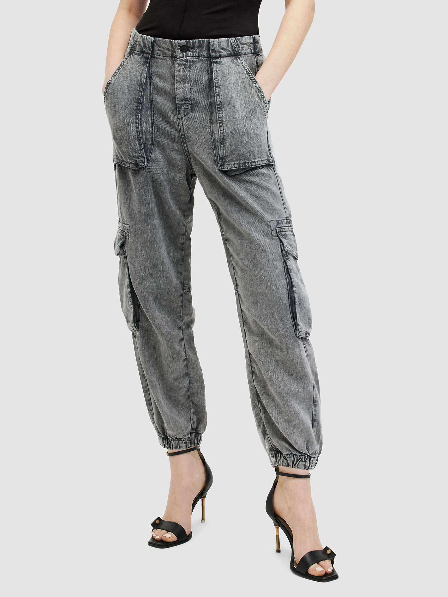 Buy AllSaints Frieda Cuffed Hem Denim Cargo Trousers Online at johnlewis.com