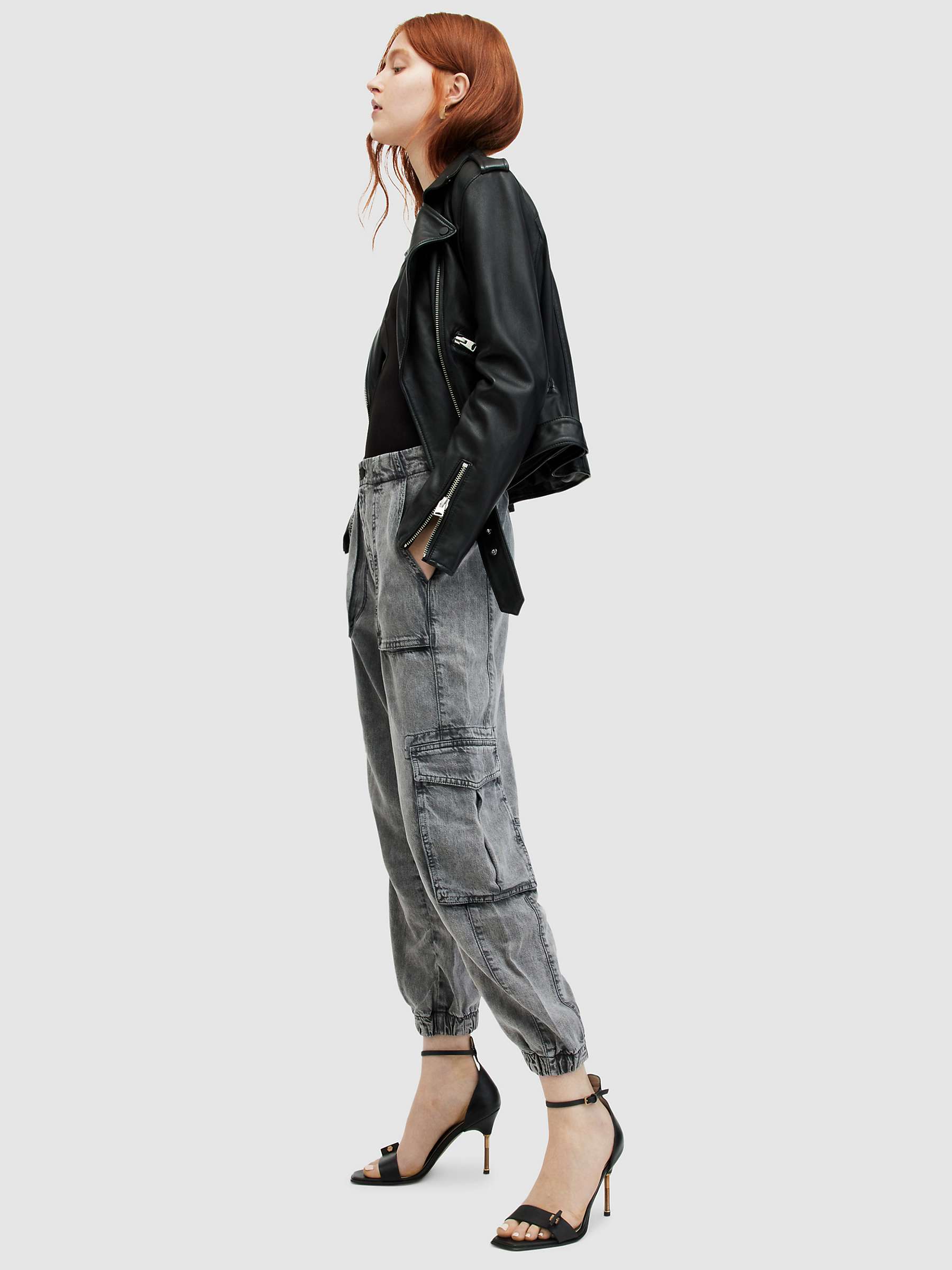 Buy AllSaints Frieda Cuffed Hem Denim Cargo Trousers Online at johnlewis.com