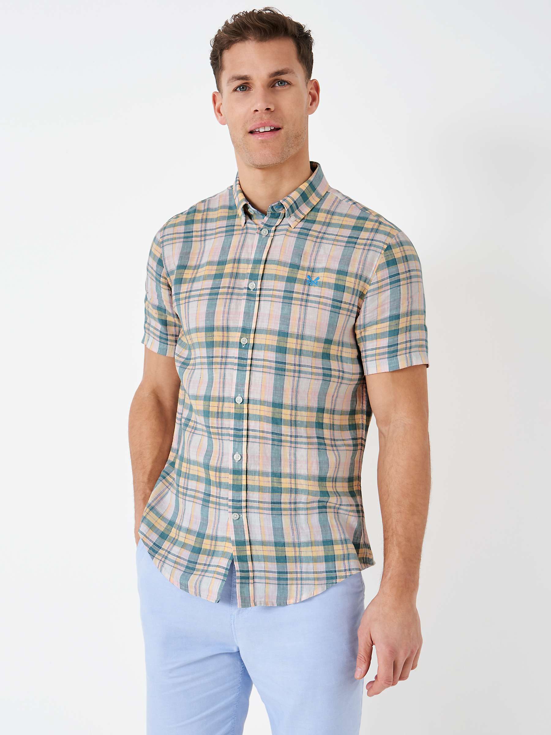 Buy Crew Clothing Short Sleeve Check Linen Shirt Online at johnlewis.com