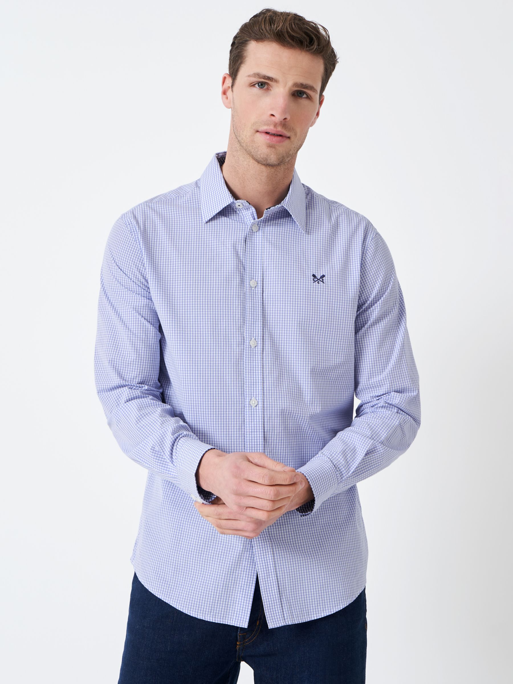 JOHN LOUIS Men Printed Casual Blue, Grey Shirt - Buy Denim Blue 5