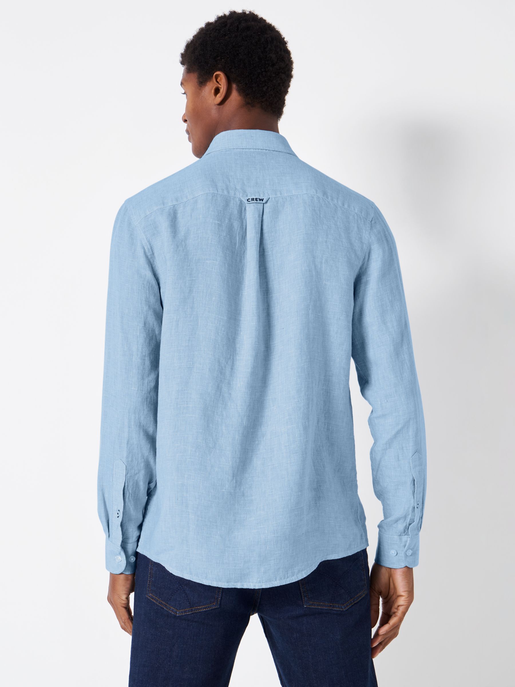 Crew Clothing Long Sleeve Linen Shirt, Light Blue at John Lewis & Partners
