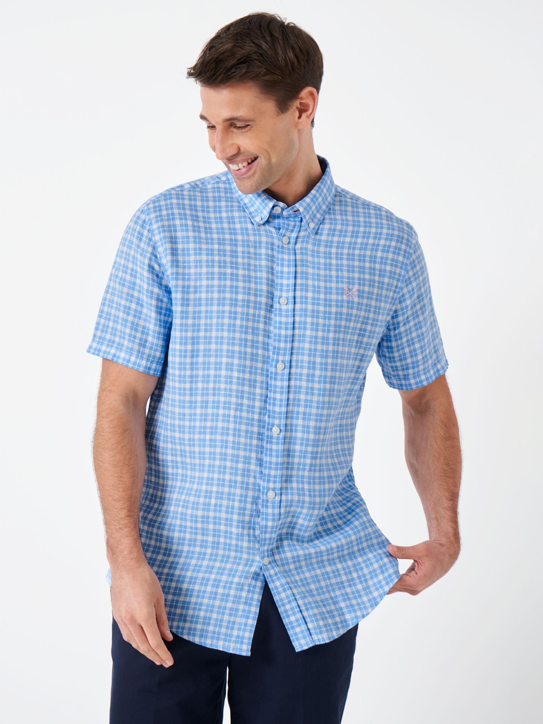 T-Shirts & Shirts, John Louis Half Sleeve Formal Blue Checkered Shirt, Size L Or 42