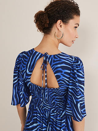 Phase Eight Ayesha Zebra Midi Dress, Blue