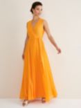 Phase Eight Mollie Pleated Maxi Dress, Bright Orange