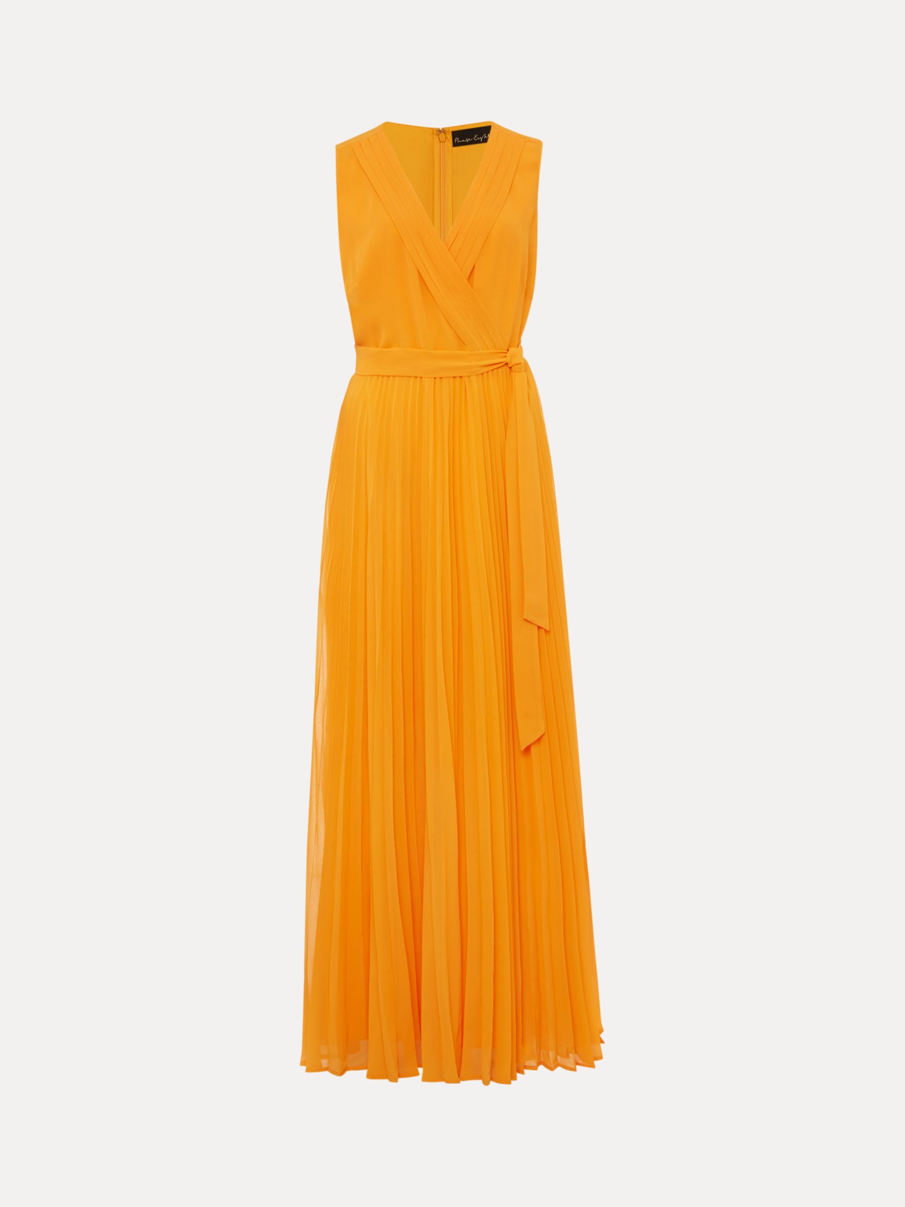 Phase Eight Mollie Pleated Maxi Dress, Bright Orange at John Lewis ...