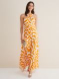 Phase Eight Maude Halterneck Maxi Dress, Orange/Cream