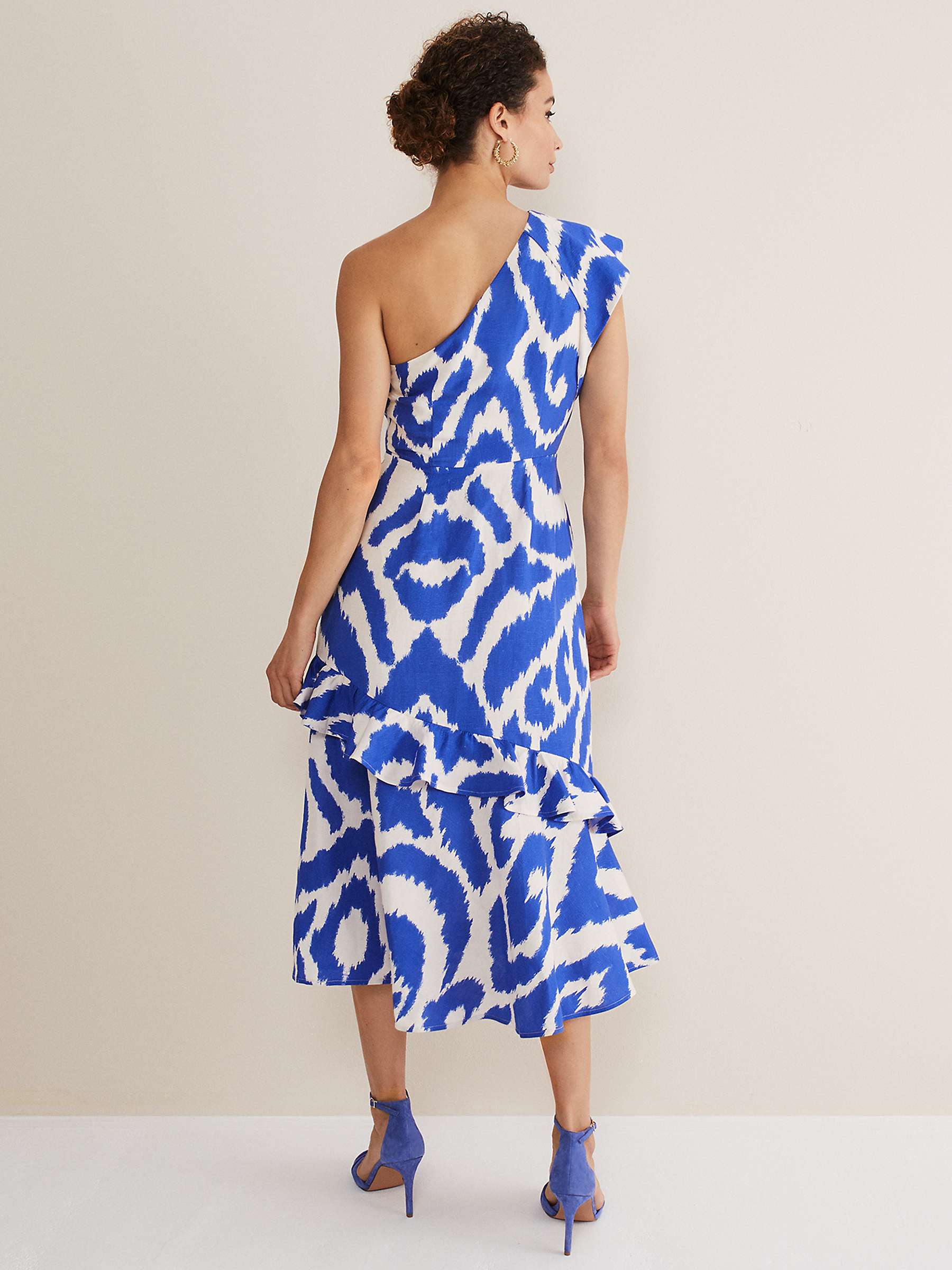 Buy Phase Eight Joy Linen Blend Midi Dress, Indigo/Ivory Online at johnlewis.com