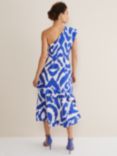 Phase Eight Joy Linen Blend Midi Dress, Indigo/Ivory, Indigo/Ivory