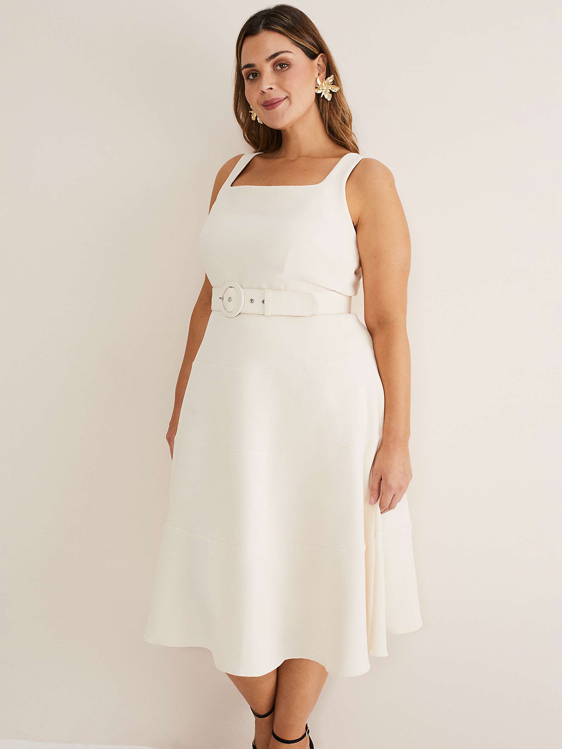Buy Phase Eight Ethel Plain Fit & Flare Dress, Cream Online at johnlewis.com