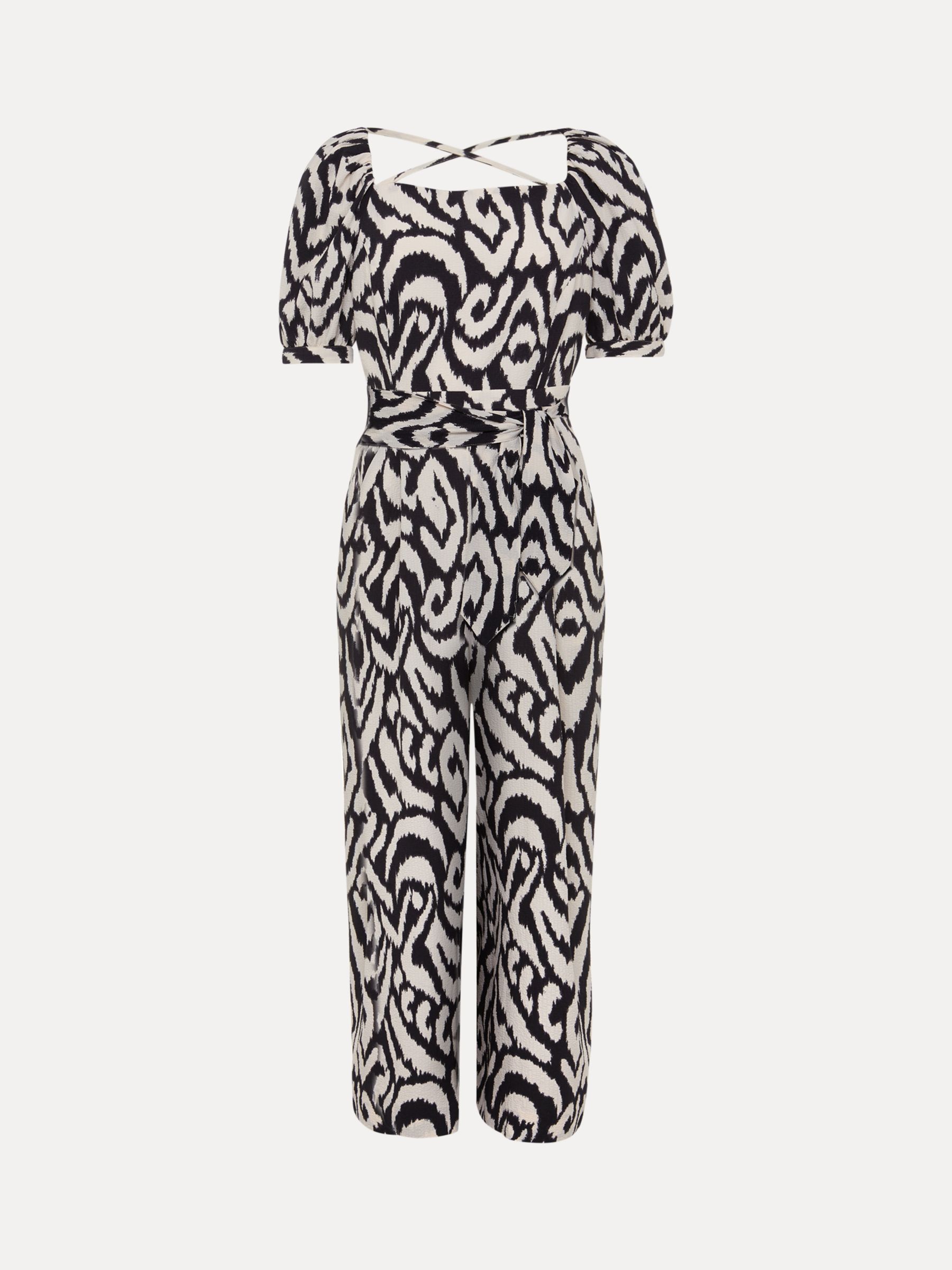 Phase Eight Sara Abstract Ikat Jumpsuit, Black/Cream