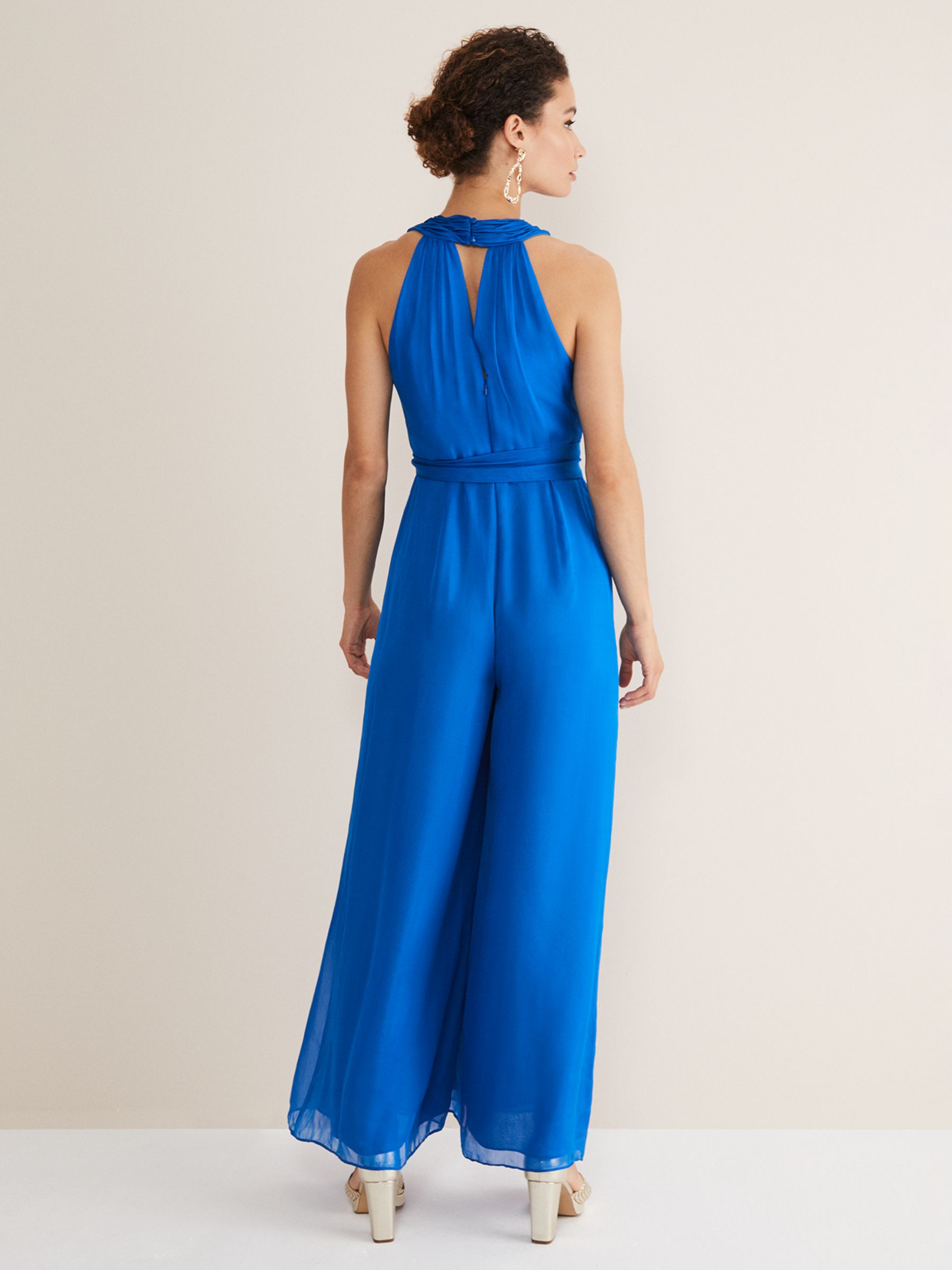 Phase Eight Susanna Silk Jumpsuit, Blue, 18