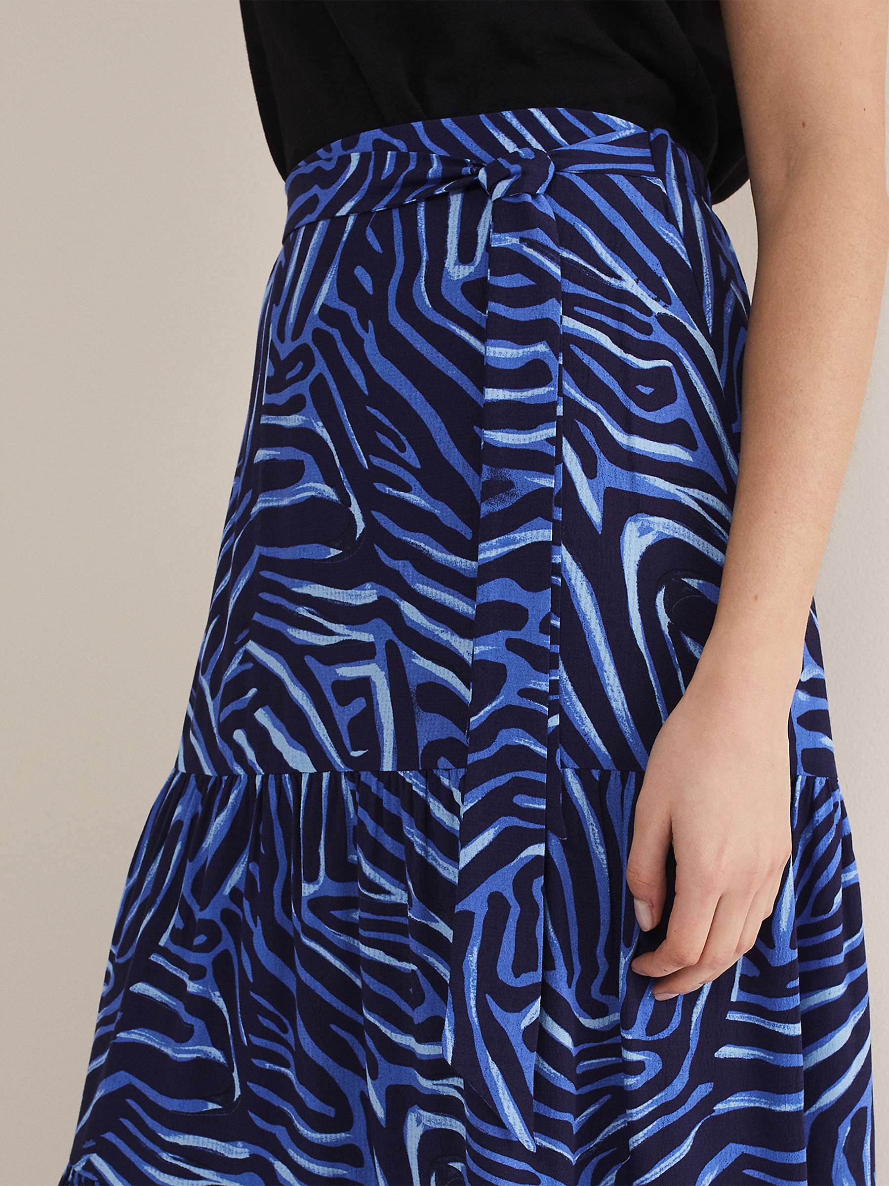 Phase Eight Tana Zebra Skirt, Blue at John Lewis & Partners