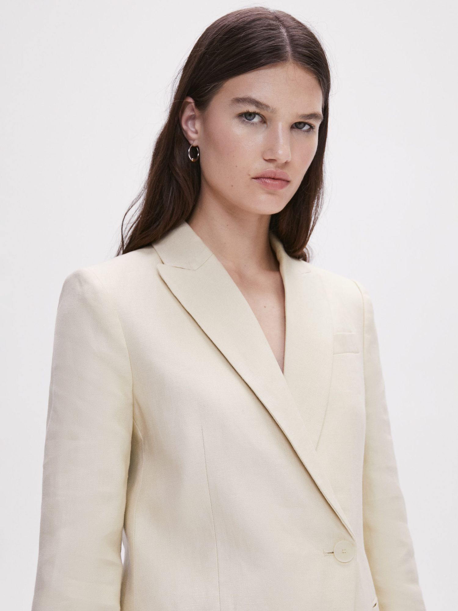 Mango Aurora Linen Blazer, Beige at John Lewis & Partners