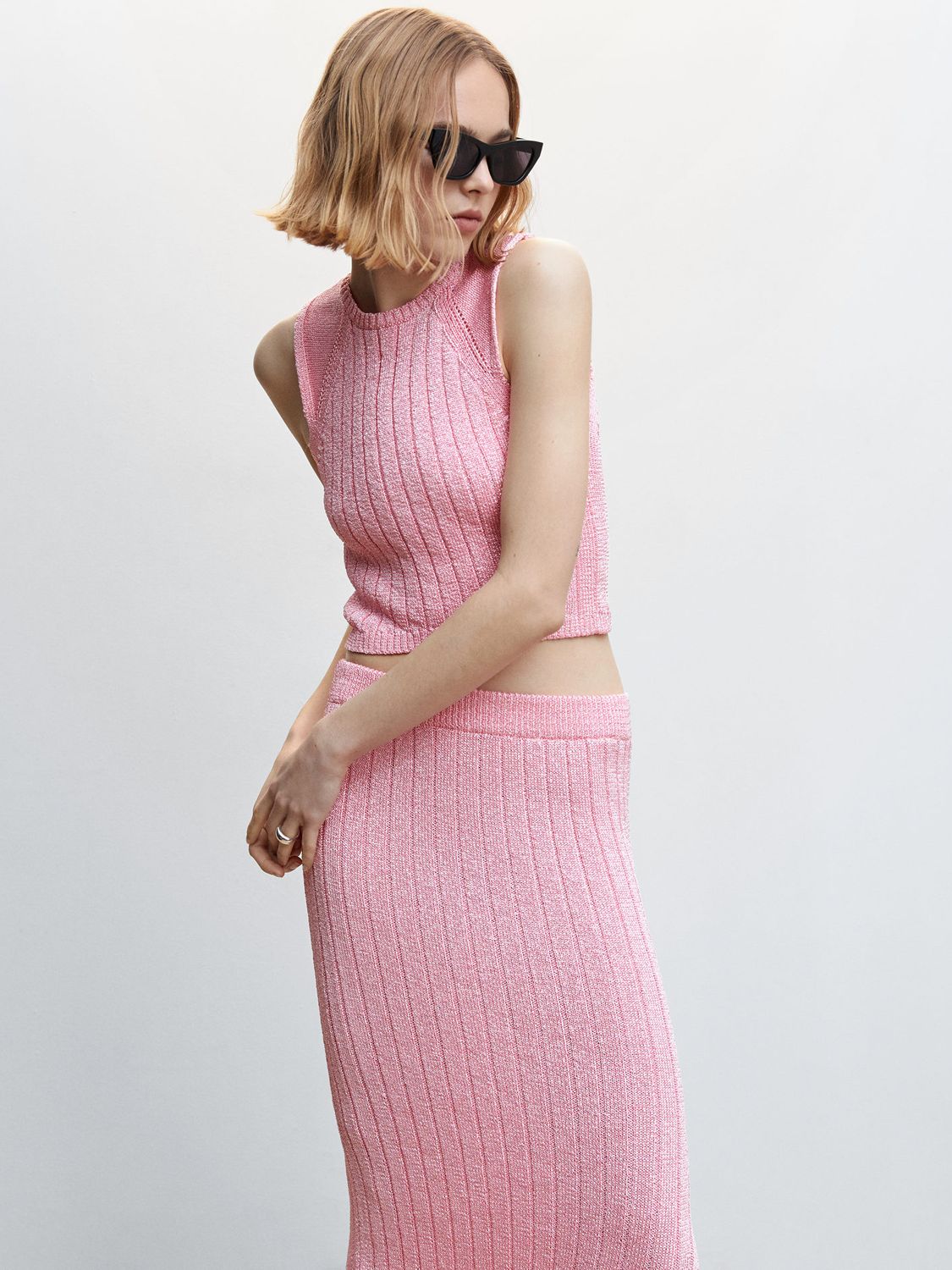 Mango pink shop midi skirt