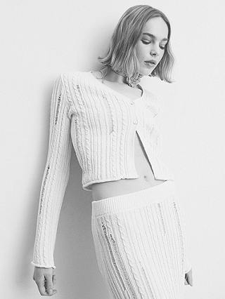 Mango Aristo Crochet Knit Skirt, Light Beige