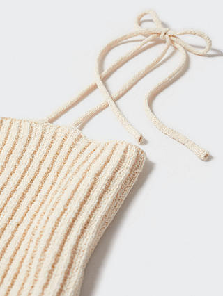 Mango Pencile Knit Crop Top, Light Beige