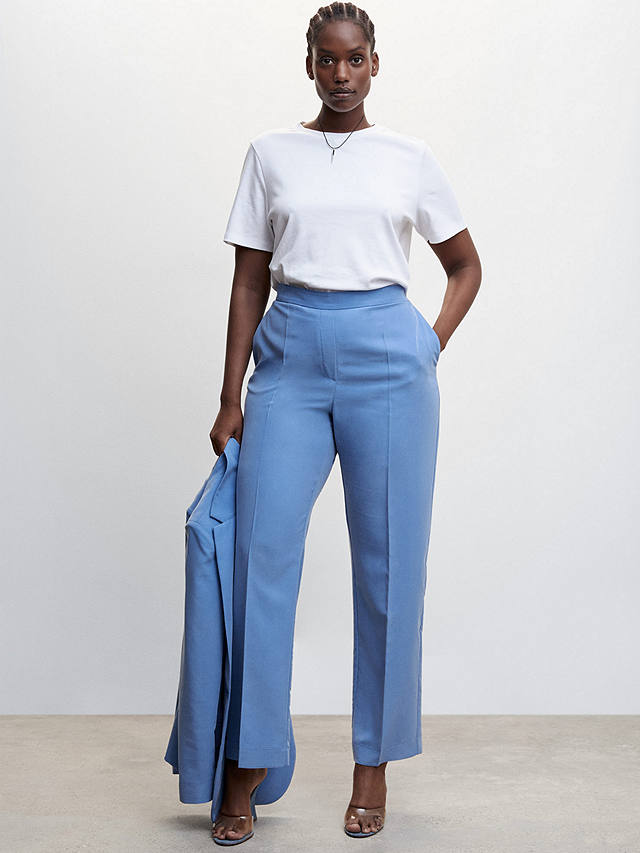 Mango Marina Tailored Trousers, Blue at John Lewis & Partners