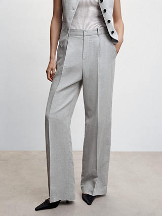 Mango Holmes Linen Suit Trousers, Grey